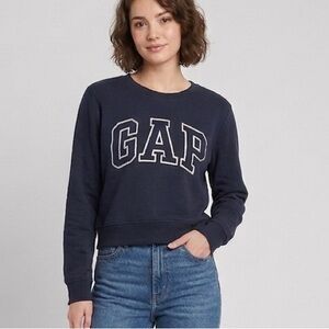 GAP Crop Sweater Boxy Woman Small logo sweatshirt navy